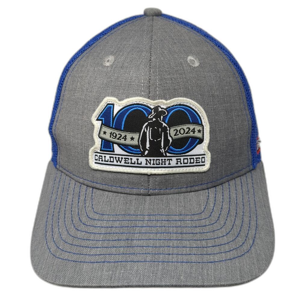 Caldwell Night Rodeo 1924-2024 100 Years Snapback Trucker Hat Blue One Size AMG